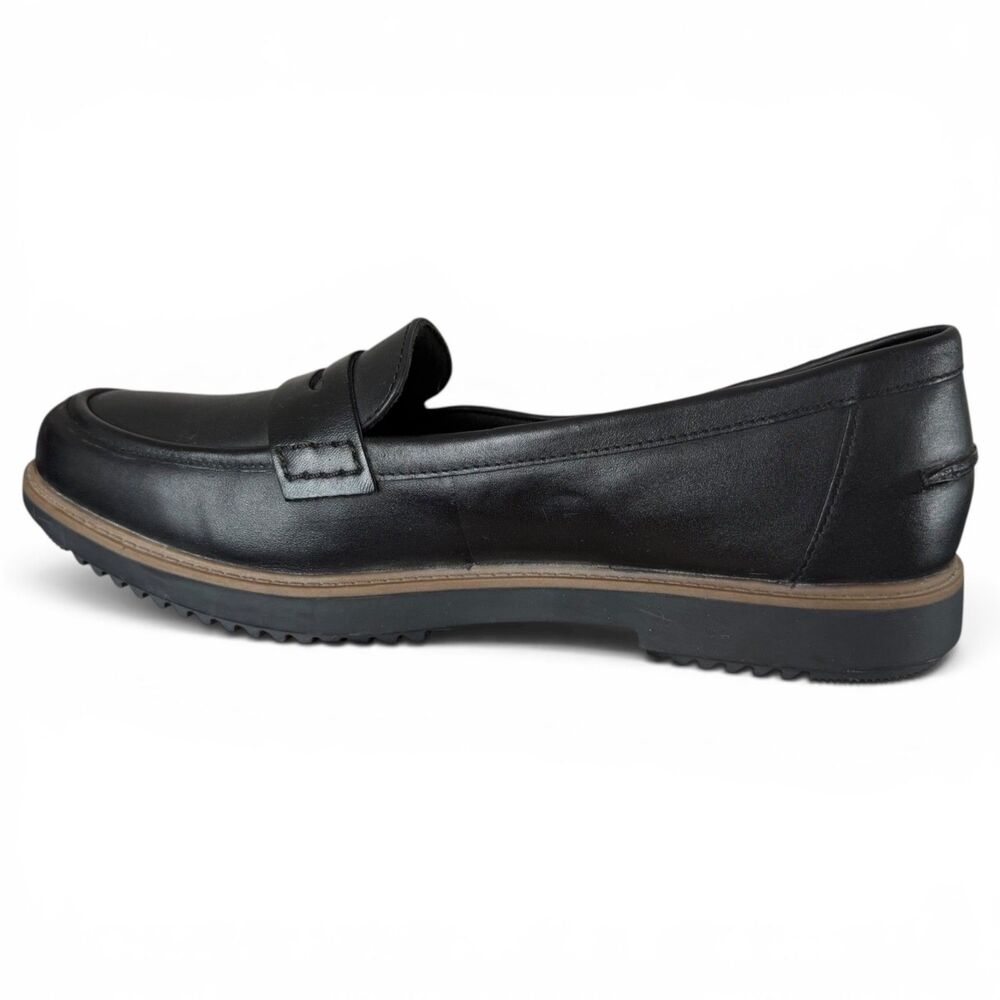 clarks somerset griffin milly leather vintage ivy black women's penny loafers 10 - Picture 3 of 7